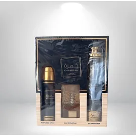 Lattafa Khamrah Eau de Parfum 100 ml + Perfumed Spray 200 ml + Lufterfrischer 300 ml Geschenkset