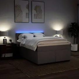 vidaXL Boxspringbett mit Matratze Taupe 140x200 cm Stoff