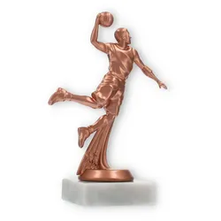 Pokal Kunststofffigur Basketballspieler bronze auf weißem Marmorsockel 17,0cm