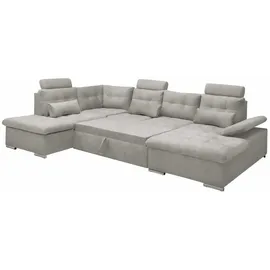 ed exciting design MEDAN Wohnlandschaft Taupe, & Ausziehbares Sofa mit Schlaffunktion und Bettkasten - 324 x (218) cm, (B/H/T)