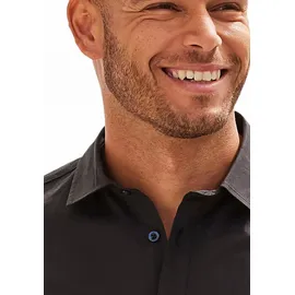 John Devin Langarmhemd JOHN DEVIN "elastische Baumwollqualität", Herren, Gr. XL (43/44), N-Gr, schwarz, Web, Obermaterial: 97% Baumwolle, 3% Elasthan, unifarben, körpernah, Rundhals, 1-Knopf-Manschette, Hemden, für maximale Bewegungsfreiheit durch Stretch