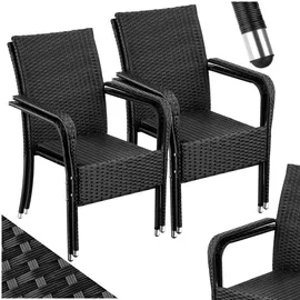 Tectake Rattanstuhl Girona Gartenstuhl 58 x 67 x 90 cm schwarz 4 St.