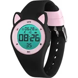 Digital Kinderuhr Jungen-Sports Outdoor Wasserdicht Armbanduhr mit LED-Licht,Wecker,Stoppuhr,Datum,Fitness Tracker - Schwarz