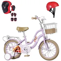 europebazar Habib Gruppe Mädchenfahrrad Klassik | Inkl. Luftpumpe & 6-teiligem Schutz-Set | Kohlenstoffstahlrahmen & Duales Bremssystem | Mitwachsend & sicher... - Lila
