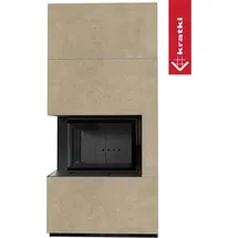 Kratki Kaminbausatz Floki Box links 8 kW Quarzsinter/Abdeckplatte Glas Schwarz