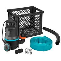 Gardena Hochwasser-Set 9000 Tauchpumpe mit Fördermenge 9000 l/h, Automatic-Funktion, Schmutzpartikelfilter bis 25 mm, inkl. Schlauch-Anschluss und Aufbewahrungsbox, 300 W