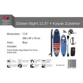 F2 SUP Board Set Stand Up Paddle Board Ocean Sight 11,5 x 0,0 x 0,0 cm Blau