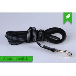 Schwarze Pferdeleine | Longierleine aus rutschhemmenden Super-Grip Gurtband | Robust und Komfortabel | 4 m Länge | 20 mm Breite