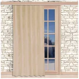 SeGaTeX home fashion Thermo Chenille Flóki Deko-Vorhang Beige mit Universal-Reihband (Kräuselband) Thermo-Wärmevorhang Deko-Schal 225 x 130 cm