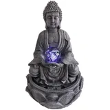 DRULINE LED Zimmerbrunnen "LOTUS" Buddha Figur Glaskugel 30 cm