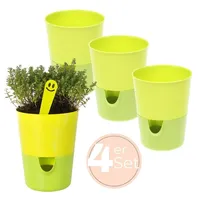 GarPet 4x Kräutertopf Selbstbewässernd Selbstbewässerungstopf Kräutertopf Küche Basilikum Topf