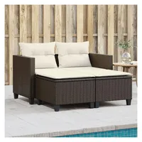 vidaXL Gartensofa 2-Sitzer Loungesofa braun