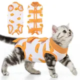 PUMYPOREITY Katzenbody Nach Op Kastration, Katzen Suitical Recovery Suit Katze Erholung Anzug für Operation Chirurgischer Genesungsanzug Katzen Bauchwunden Body Katze Kleidung(Orange, XS)