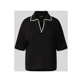 Opus T-Shirt mit Umlegekragen und V-Ausschnitt Modell SOFFICE Black, 38