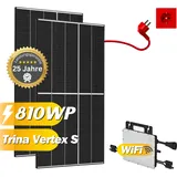 Balkonkraftwerk 810Wp / 800W mit Trina Vertex S und Hoymiles HMS-800W-2T, Mini-Solaranlage, Plug and Play