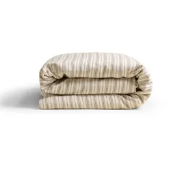 Flanell Bettbezug - 240x220 cm / Creme Gestreift / Flanell