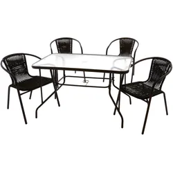 Gartengarnitur 5-tlg Glas/Kunststoff/Metall