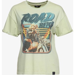 Queen Kerosin Road Bitch Damen T-Shirt, gelb, Größe 2XL