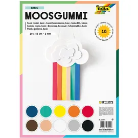 Folia Moosgummi 29 x 40 cm 10 Farben sortiert 2 mm stark 10 Blatt