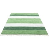 THEKO Teppich »Stripe Cotton«, rechteckig, Flachgewebe, gestreift, reine Baumwolle, handgewebt, mit Fransen 73119619-3 dunkelgrün 5 mm,