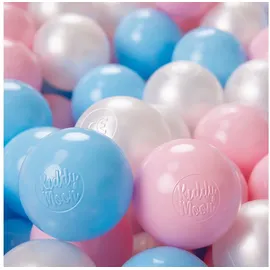 KiddyMoon 300 ∅ 6Cm Kinder Bälle Für Bällebad Spielbälle Baby Plastikbälle Made In EU, Baby Blau/Rosa/Perle