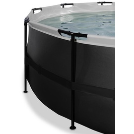 EXIT TOYS Black Leather Pool 427 x 122 cm inkl. Sandfilter, Abdeckung und Wärmepumpe