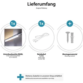 ledscom.de LED Unterbauleuchte RIGEL, Farbtemperatur einstellbar, Stecker, 26cm, 4,4 W, 395lm, warmweiß/weiß