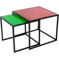 Paroli Couchtisch, (Set, 2 St.), quadra, rot/grün, , 12981116-0 B/H/T: 45 cm x 47 cm x 45 cm,