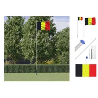 VidaXL Belgische Flagge mit Mast 6,23 m Aluminium