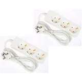 2 x G-L-T 3-Fach Mehrfachsteckdose Weiss Steckdosenleiste, Steckplätze 45 Grad gedreht, Kabel 1,4m, Steckerleiste