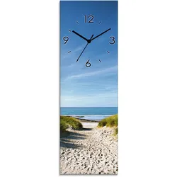 Wanduhr ARTLAND "Strand mit Sanddünen und Weg zur See", beige (natur), B:20cm H:60cm T:1,8cm, Wanduhren, wahlweise mit Quarz- oder Funkuhrwerk, lautlos ohne Tickgeräusche