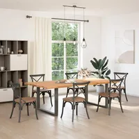 VidaXL Esstisch mit Baumkanten 240x120x74 cm Massivholz Eiche Rechteck
