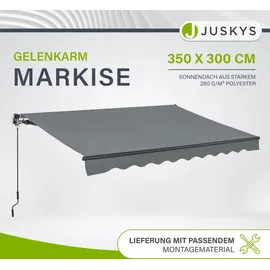Juskys Gelenkarmmarkise 350 x 300 cm grau
