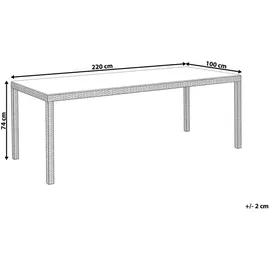 Beliani Gartentisch 220 x 100 x 74 cm Dunkelbraun