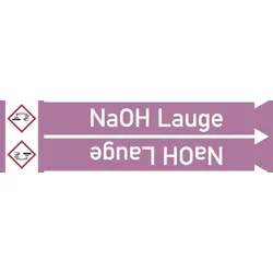 Rohrleitungskennzeichen NaOH Lauge - 33000x90 mm Folie selbstklebend