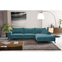 WERK2 Ecksofa »Faro L-Form«, XXL Design Ecksofa mit hohem Komfort in trendigem Cord & Samtvelours blau
