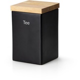 Continenta Vorratsdose quadratisch mit Holzdeckel und Silikonring Tee matt schwarz