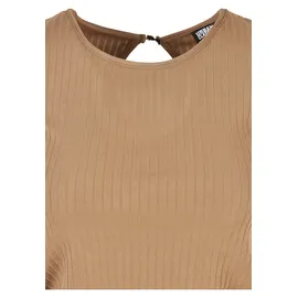 URBAN CLASSICS Ladies Rib Wid Leg Jumpsuit - Beige - S