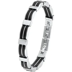 Armband AMOR "9342433", schwarz (edelstahlfarben, schwarz), Armbänder, Herren, Edelstahl-Kautschuk, Edelstahl, Kautschuk
