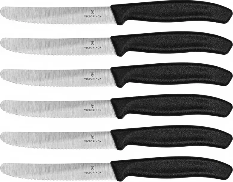 Victorinox Swiss Classic Serie Wellenschliffmesser Tafelmesserset - 6-teilig - Schwarz