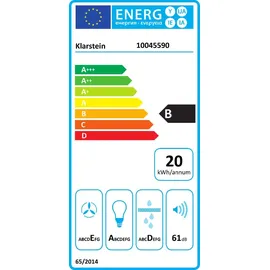 Klarstein Dunstabzugshaube 60cm, 200m3/h LED Edelstahl Acryl Schwarz
