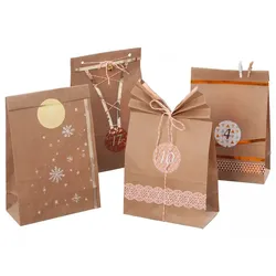 Folia Adventskalender-Set Papiertüten, natur