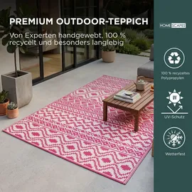 Homescapes Tia Outdoor-Teppich 150 x 240 cm Pink/Weiß