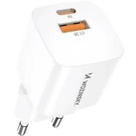 wozinsky 20W USB-C / USB-A Wandladegert - Weiß Schnelladegert PD, QC 3.0 - Weiß