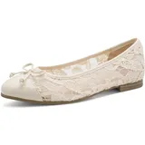 Marco Tozzi Damen Ballerinas weiches Feel Me Fußbett Leder Decksohle Elegante, beige (Cream Comb), 41 EU