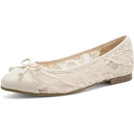 Marco Tozzi Damen Ballerinas weiches Feel Me Fußbett Leder Decksohle Elegante, beige (Cream Comb), 41 EU