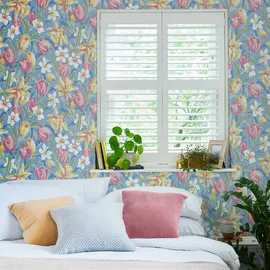 Laura Ashley Vliestapete Tulips China Blue Blau FSC®