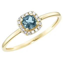 Luigi Merano Ring mit Edelstein & Brillanten, Gold 585 56 Blau Damen 