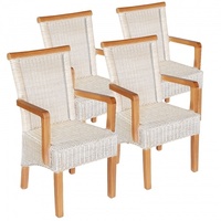 Amagohome Esszimmer Stühle Set mit Armlehnen 4 Stück Rattanstühle Stuhl weiß Perth Sessel nachhaltig : ohne Sitzkissen