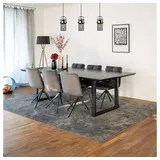 Home Deluxe Essgruppe Eckig AVENCIA inkl. U-Fuß - 240 x 120 cm Dark Oak, (7-tlg), MDF Esstisch mit U-Fuß & Esszimmerstühle für Esszimmer & Wohnzimmer grau